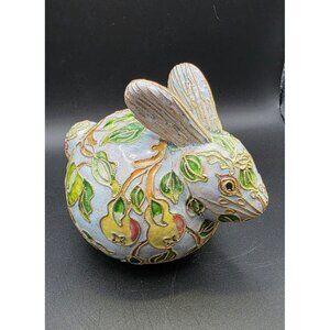 Vintage NYCO Cloisonne Enamel Art Bunny Rabbit Collectible Easter Figurine Decor